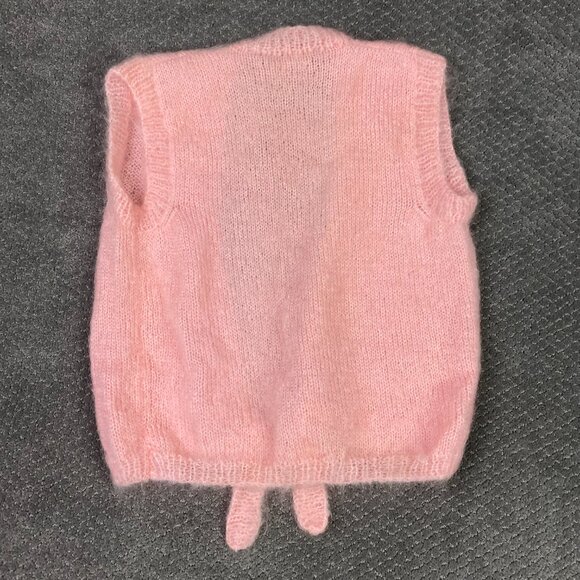Woof Designs Mohair Wool Sleeveless Cardigan Vest Sweater Women's Medium Pink - Picture 4 of 10